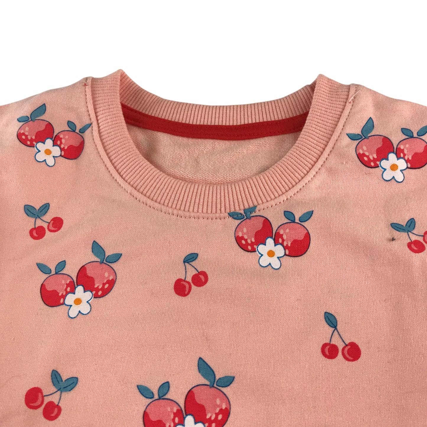 Sweater 5-6 years pink with cherry print design jersey pullover