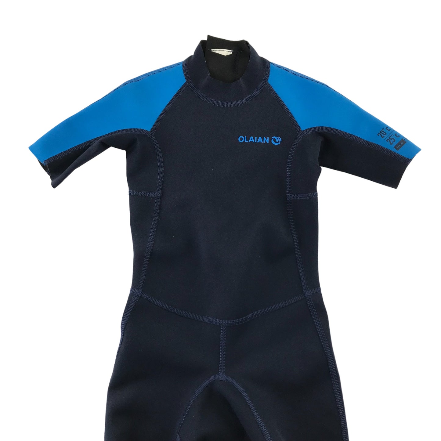 Decathlon wetsuit 4 years navy and blue short sleeve and leg