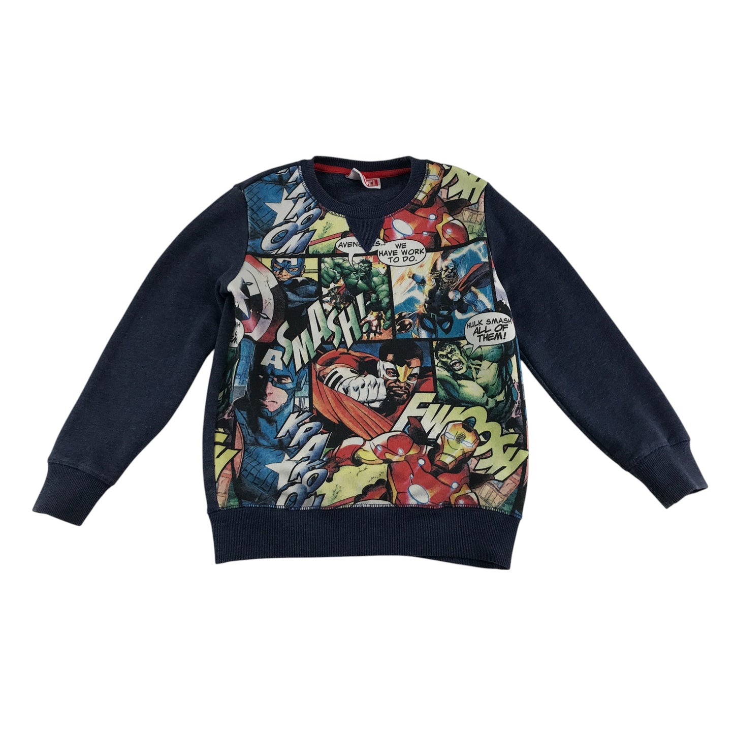 Next sweater 5-6 years navy marvel comic graphic design