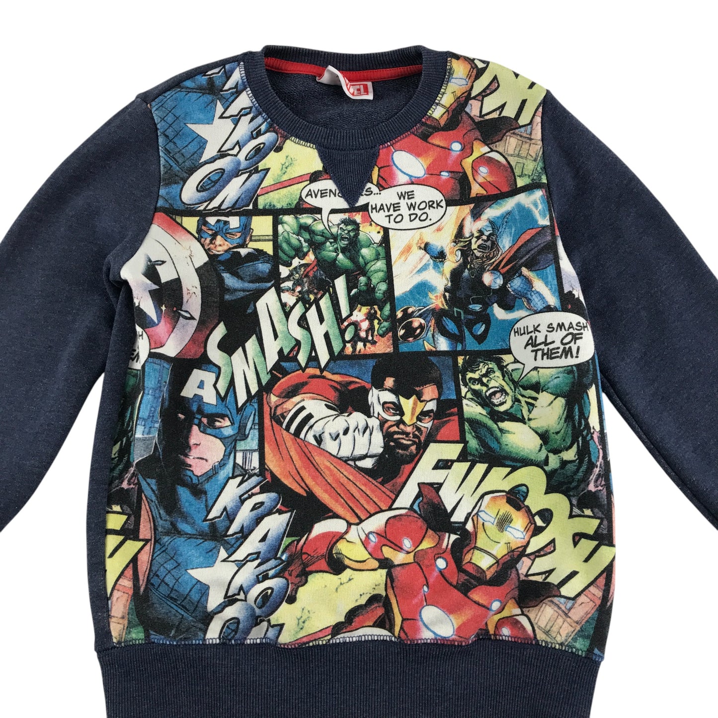 Next sweater 5-6 years navy marvel comic graphic design