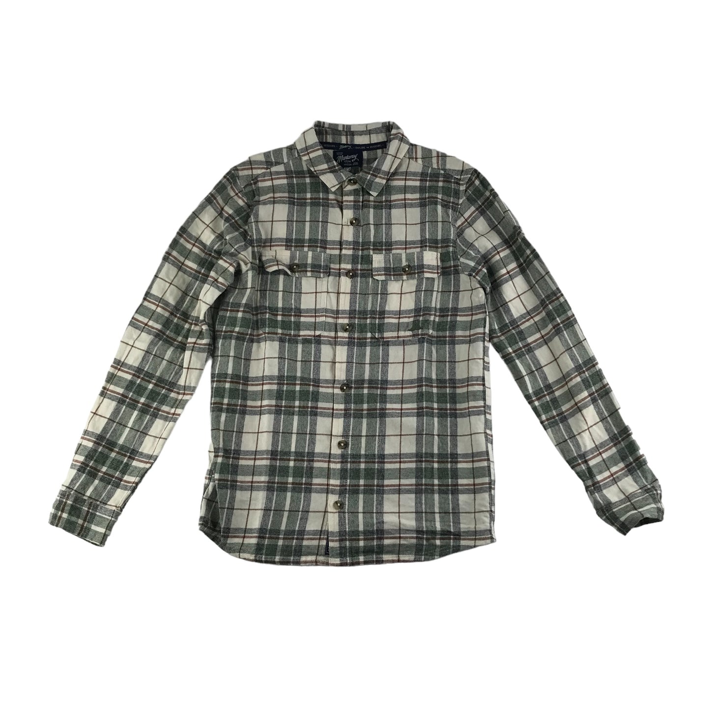 Mantaray Shirt Age 12 Grey White Red Checked Long Sleeve Button Up Cotton
