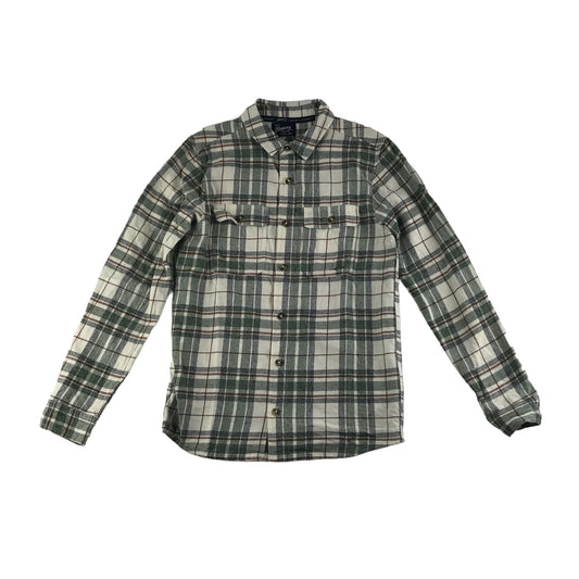 Mantaray Shirt Age 12 Grey White Red Checked Long Sleeve Button Up Cotton