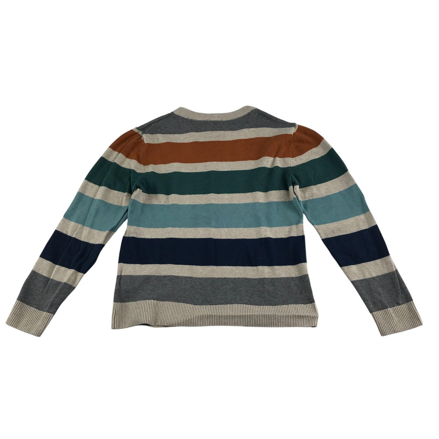 H&M jumper 7-8 years grey multicoloured stripy crewneck cotton