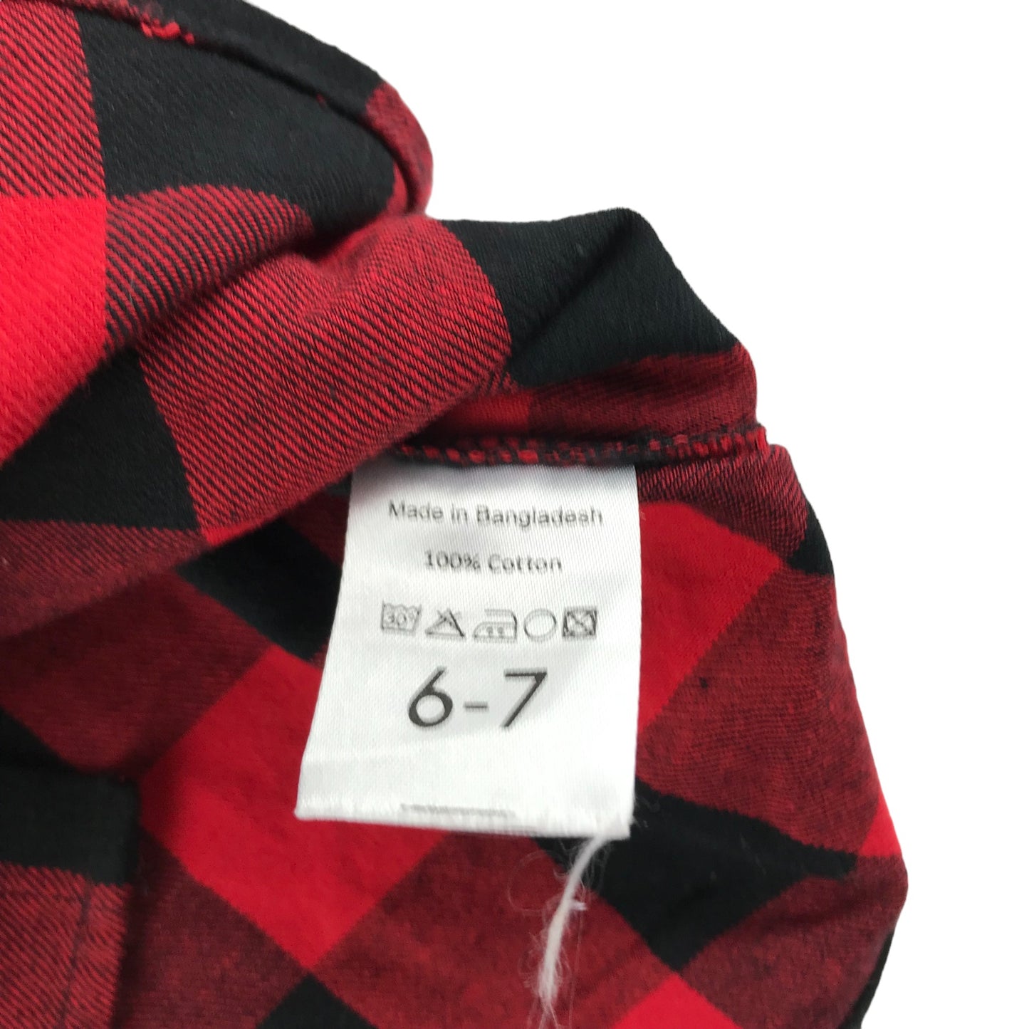 Checked Shirt Age 6 Red Cool Kid Yeah Print Text in the Back Long Sleeve Button Up