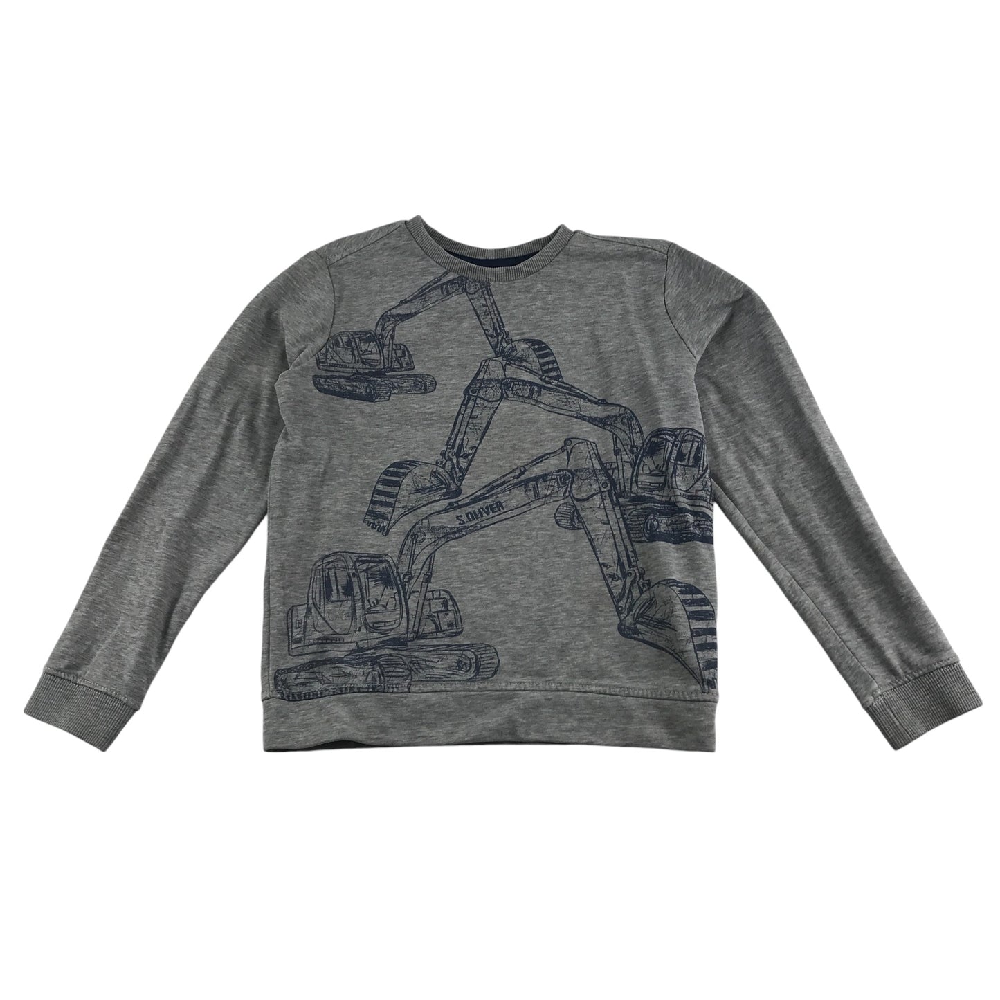 s.Oliver sweater 8-9 years grey digger construction graphic design