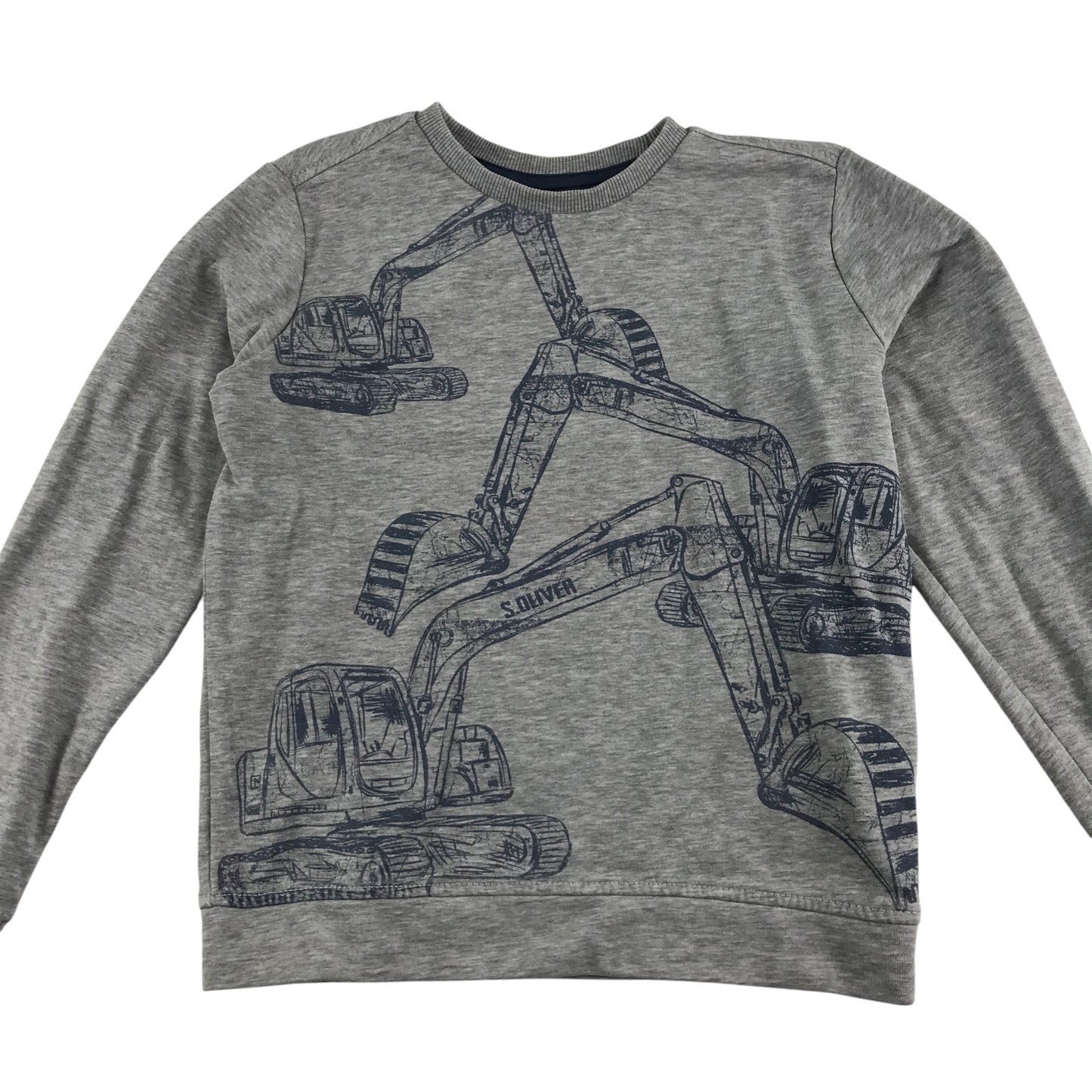 s.Oliver sweater 8-9 years grey digger construction graphic design