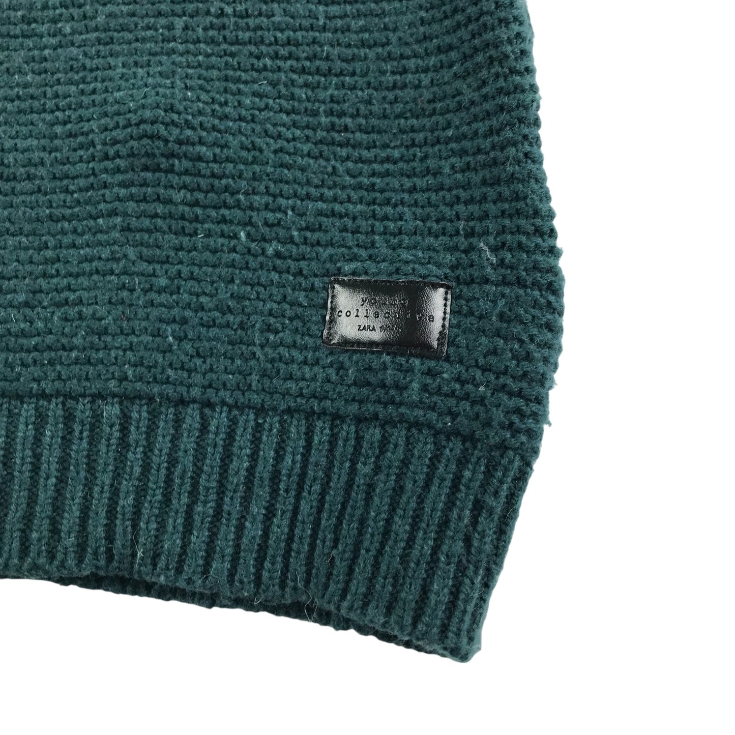 Zara jumper 8-9 years dark green crewneck and cuffed arms wool mix
