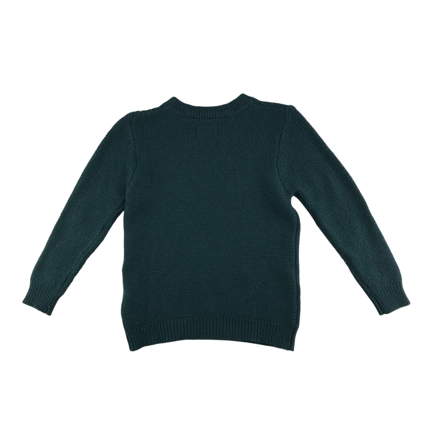 Zara jumper 8-9 years dark green crewneck and cuffed arms wool mix
