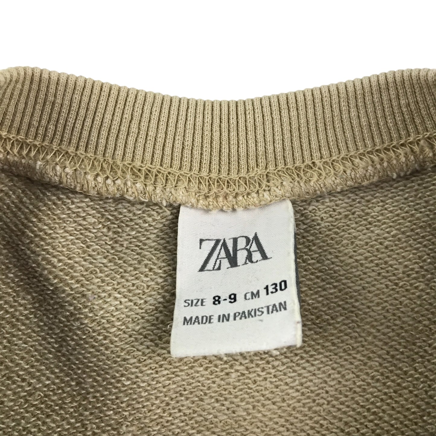 Zara sweater 8-9 years beige plain with embroidered patch crewneck