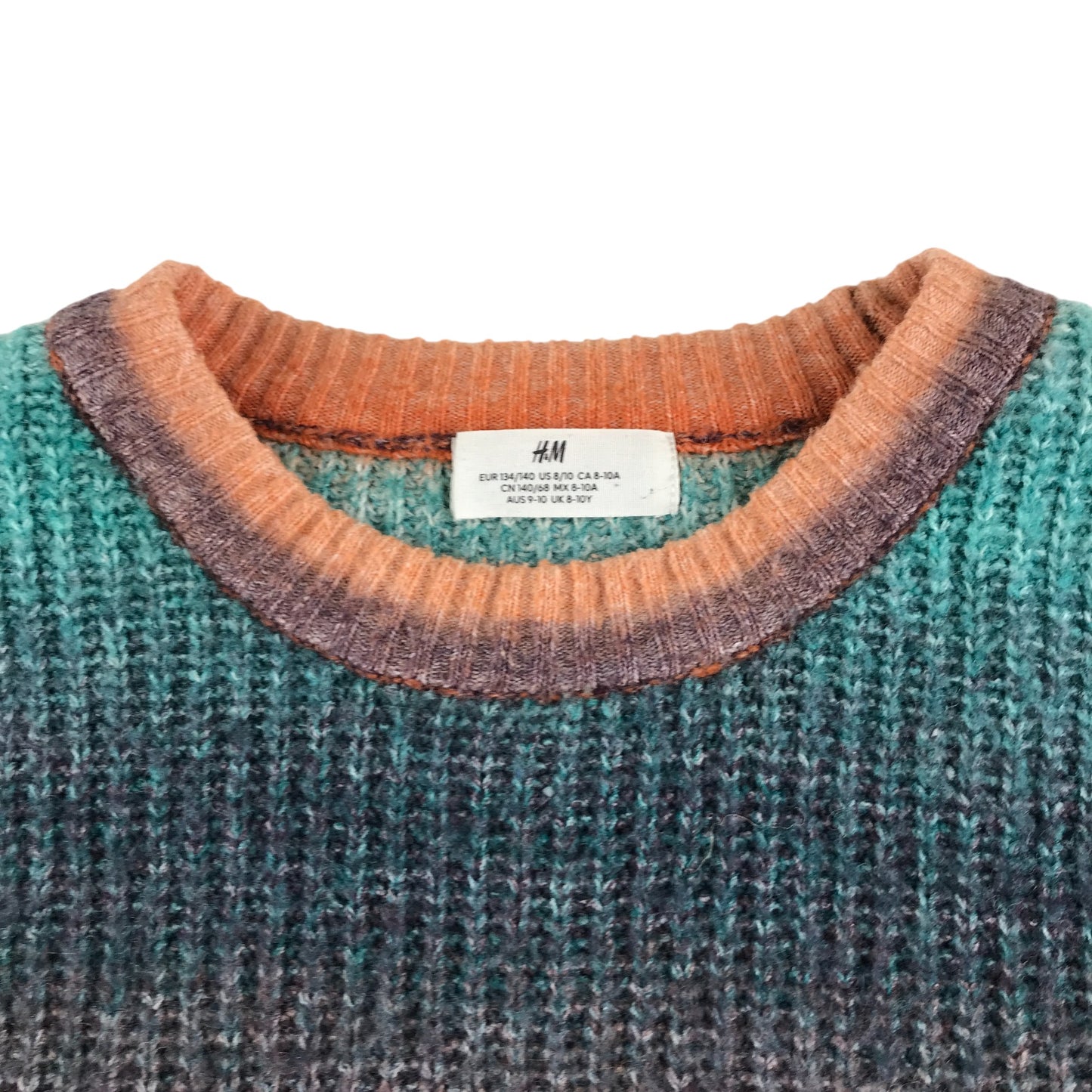 H&M jumper 9-10 years orange stripy knitted jumper crewneck