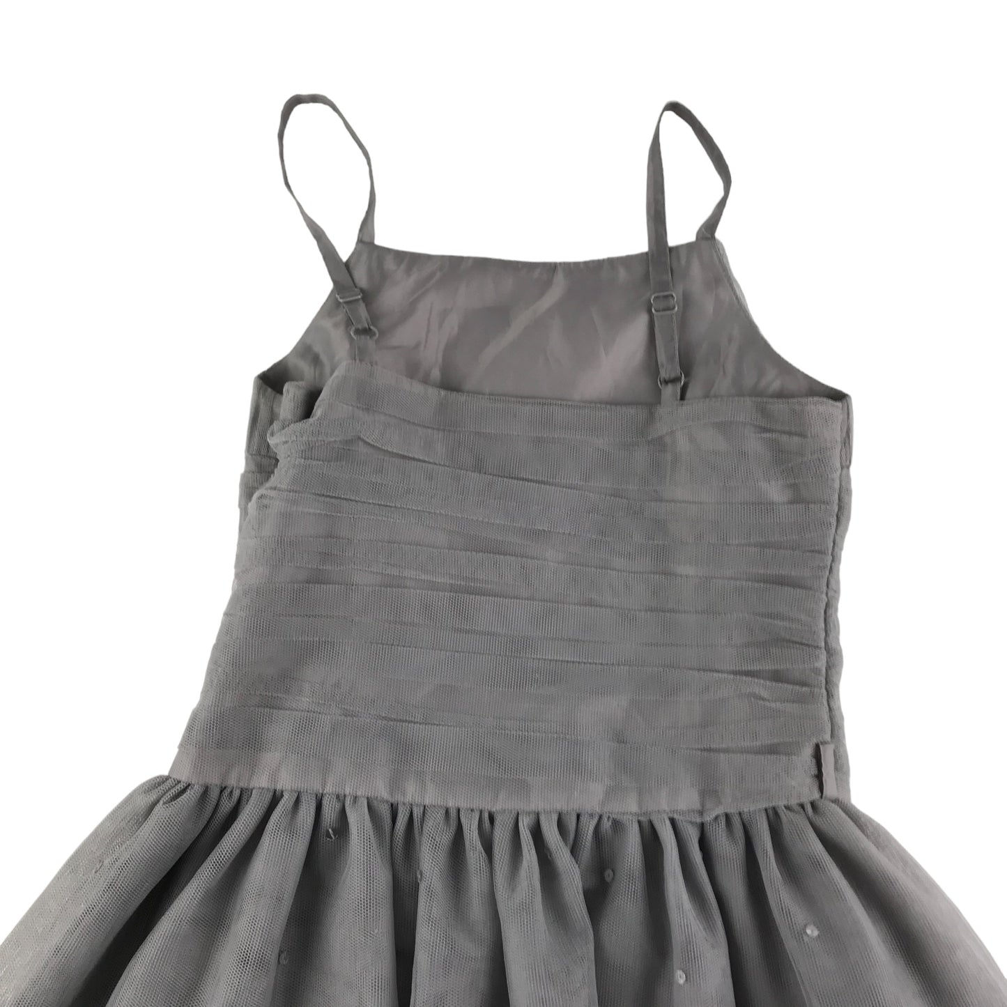 M&S Dress Age 9 Grey Mesh Layered Strap Shoulders Sequins