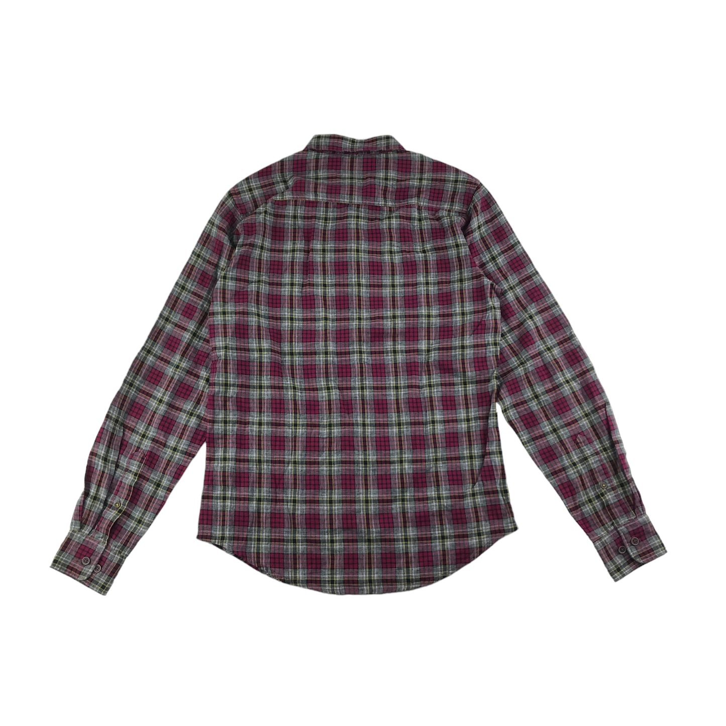 Benetton Shirt Size S Red Checked Long Sleeve Button Up