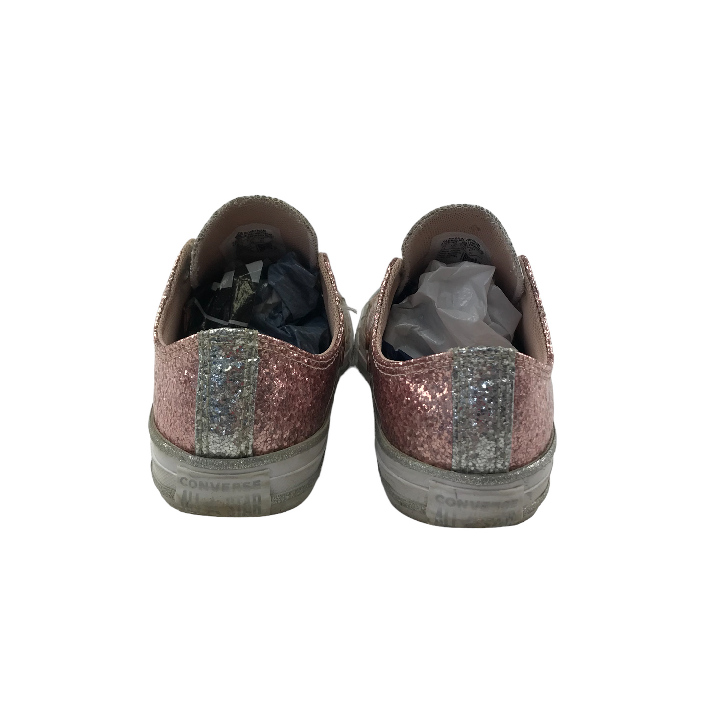 Converse All Star Trainers Shoe Size 2 Pink Sparkly Missing Laces