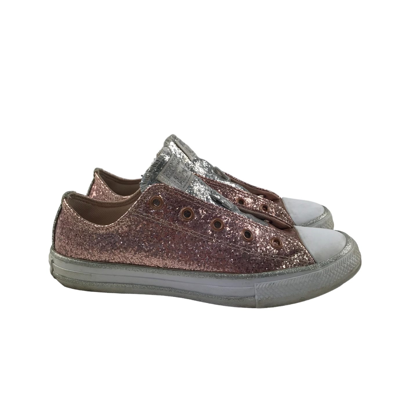 Converse All Star Trainers Shoe Size 2 Pink Sparkly Missing Laces
