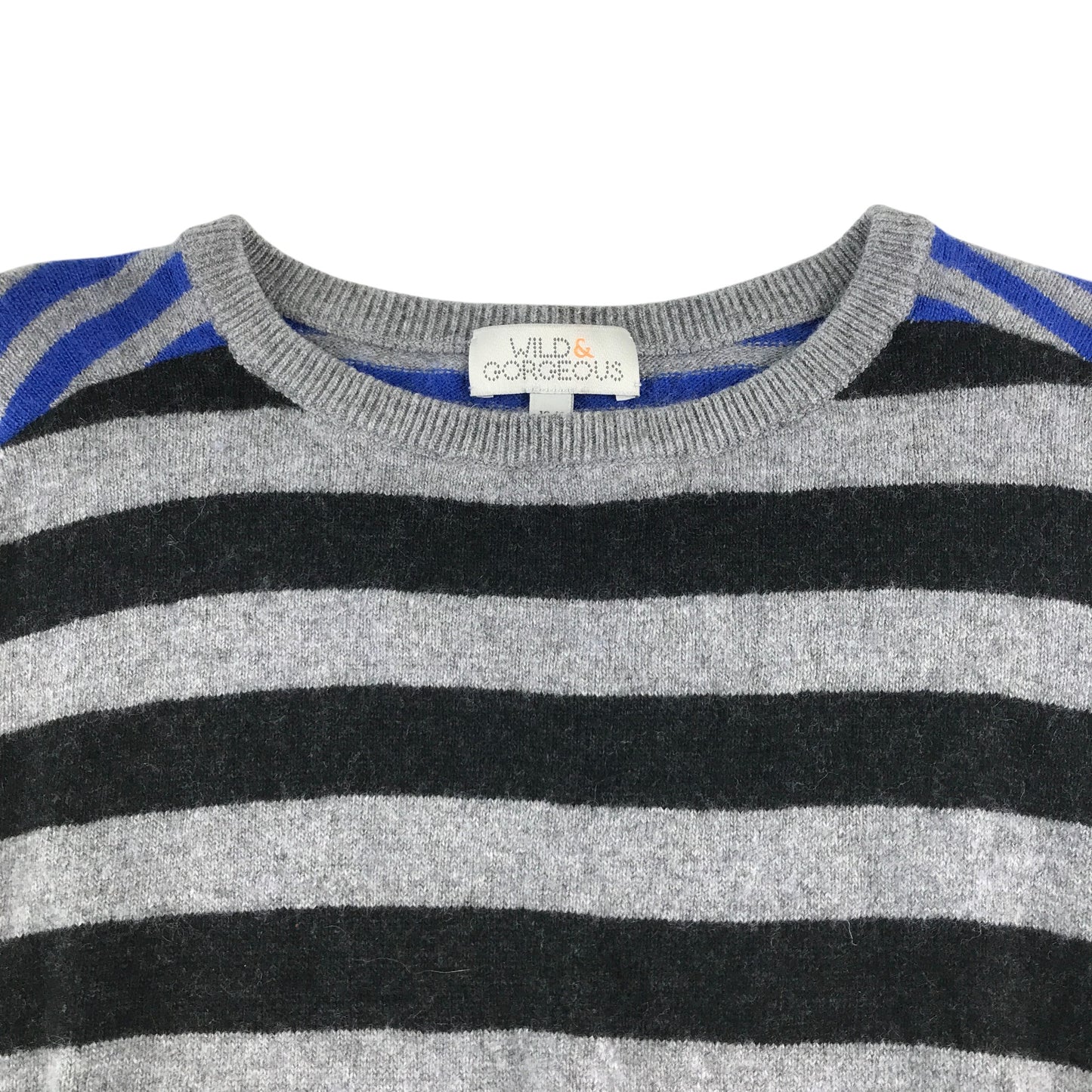 Wild Gorgeous jumper 12-13 years grey black and blue stripy