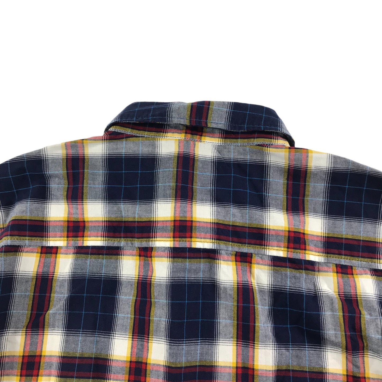 Benetton Shirt Size S Navy Burgundy Checked Long Sleeve Button Up