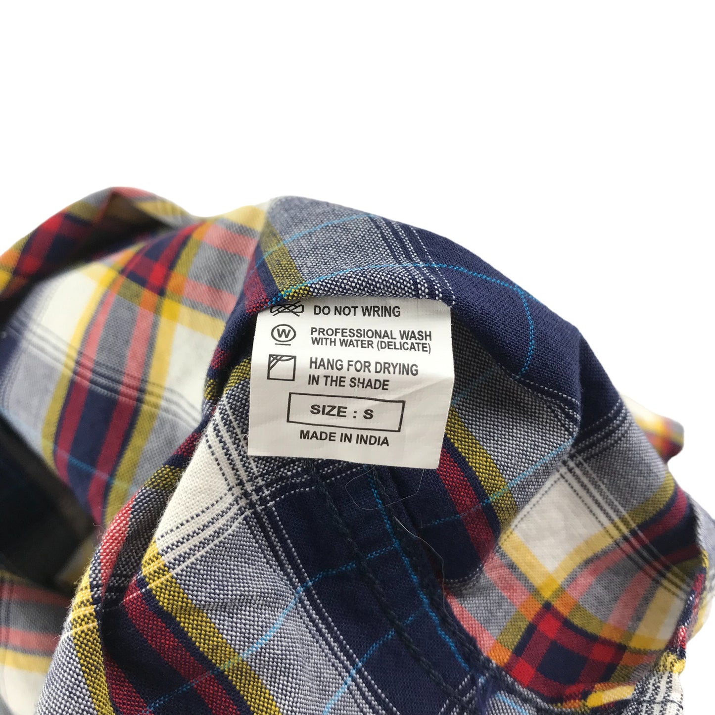 Benetton Shirt Size S Navy Burgundy Checked Long Sleeve Button Up