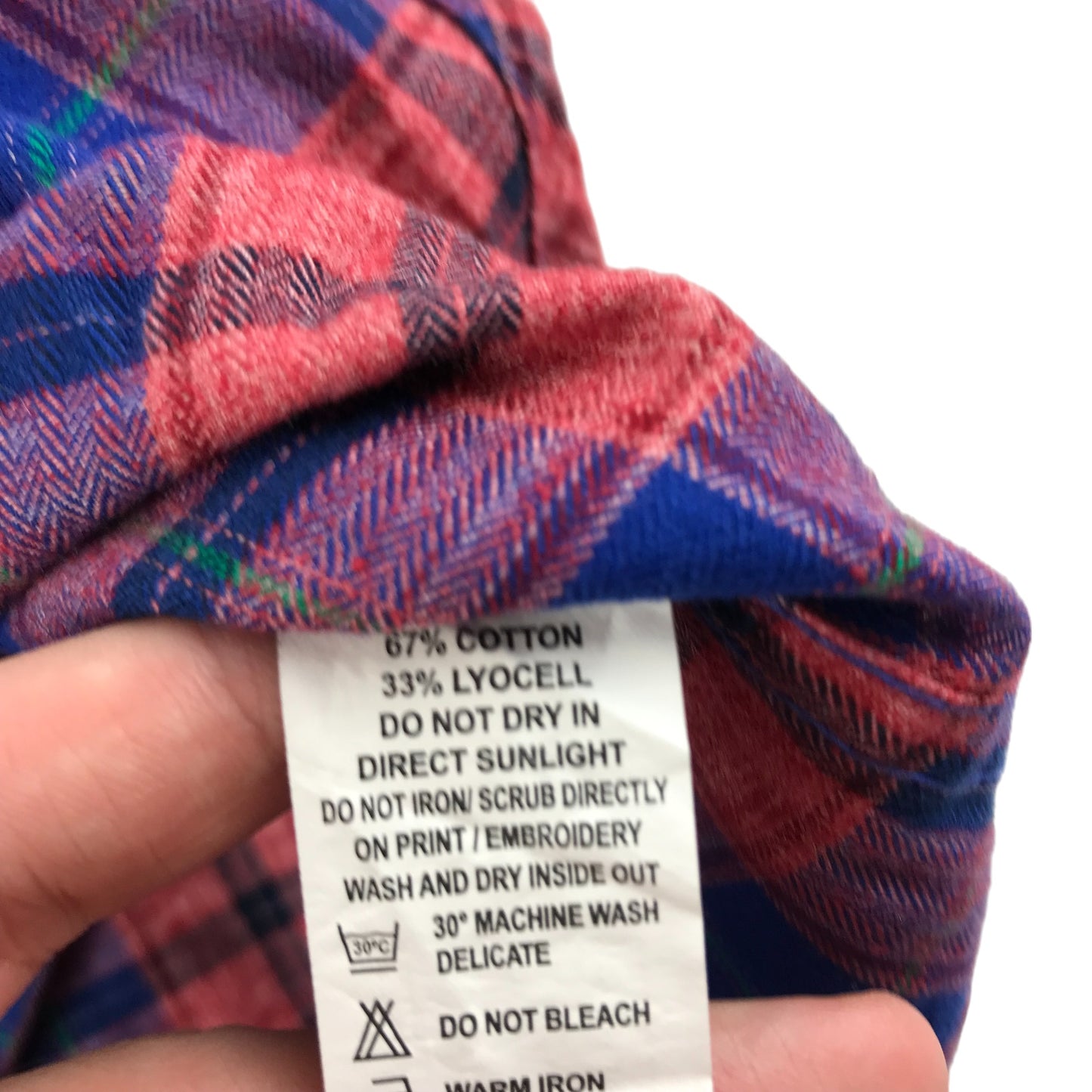 Benetton Shirt Size S Blue Red Checked Long Sleeve Button Up