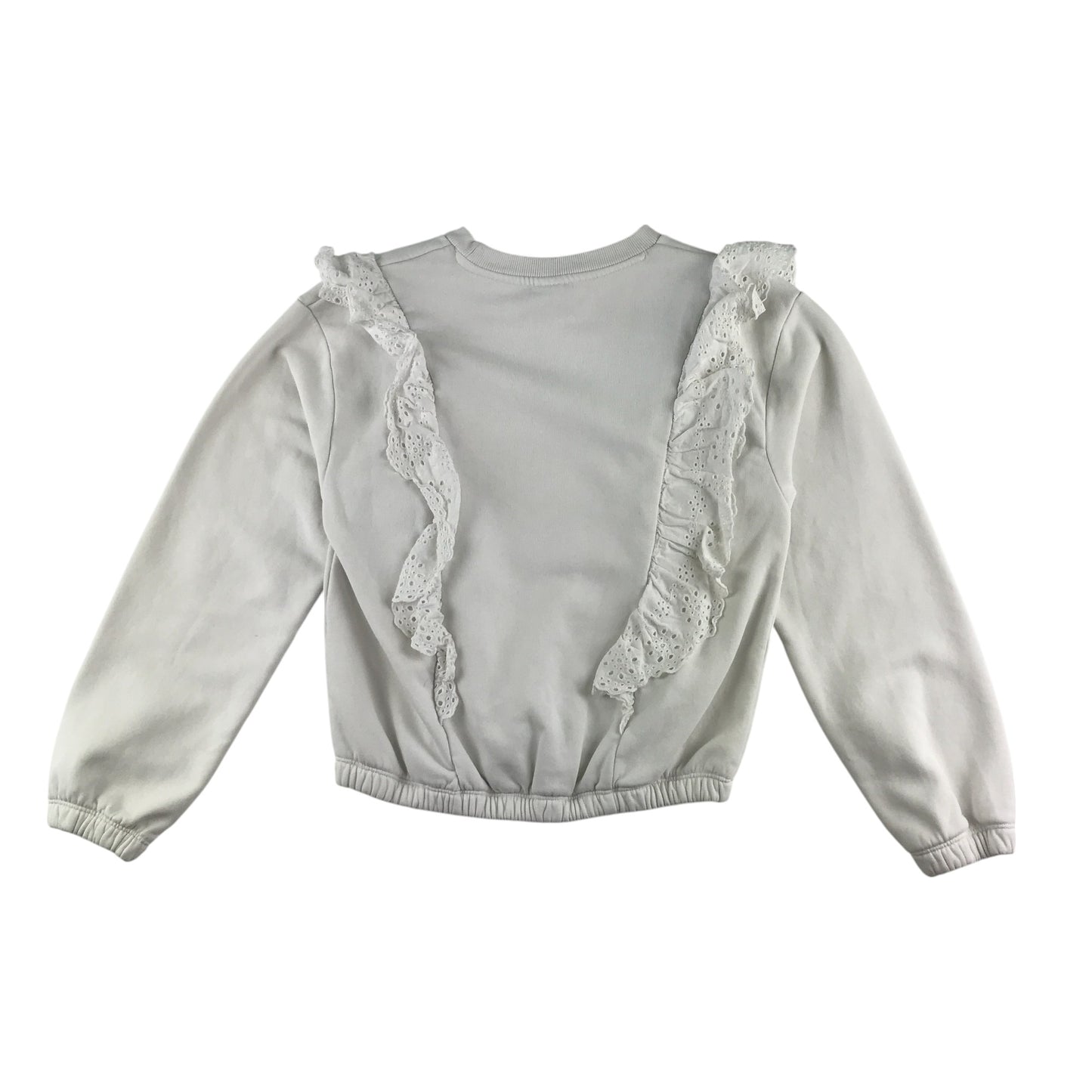 Lindex sweater 11-12 years white crewneck with lace detailing