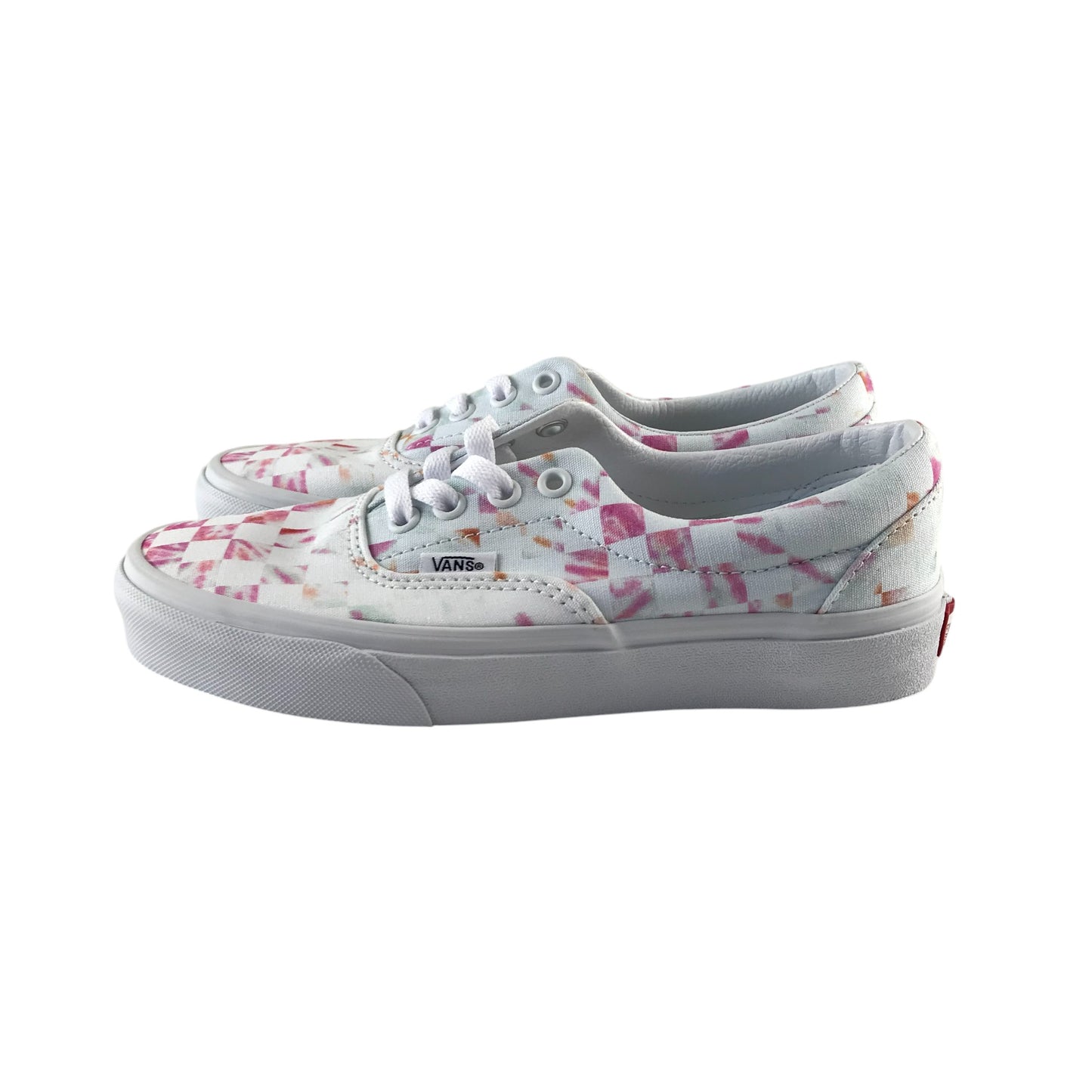 Vans trainers shoe size 3.5 white and pink gradient check pattern plimsolls