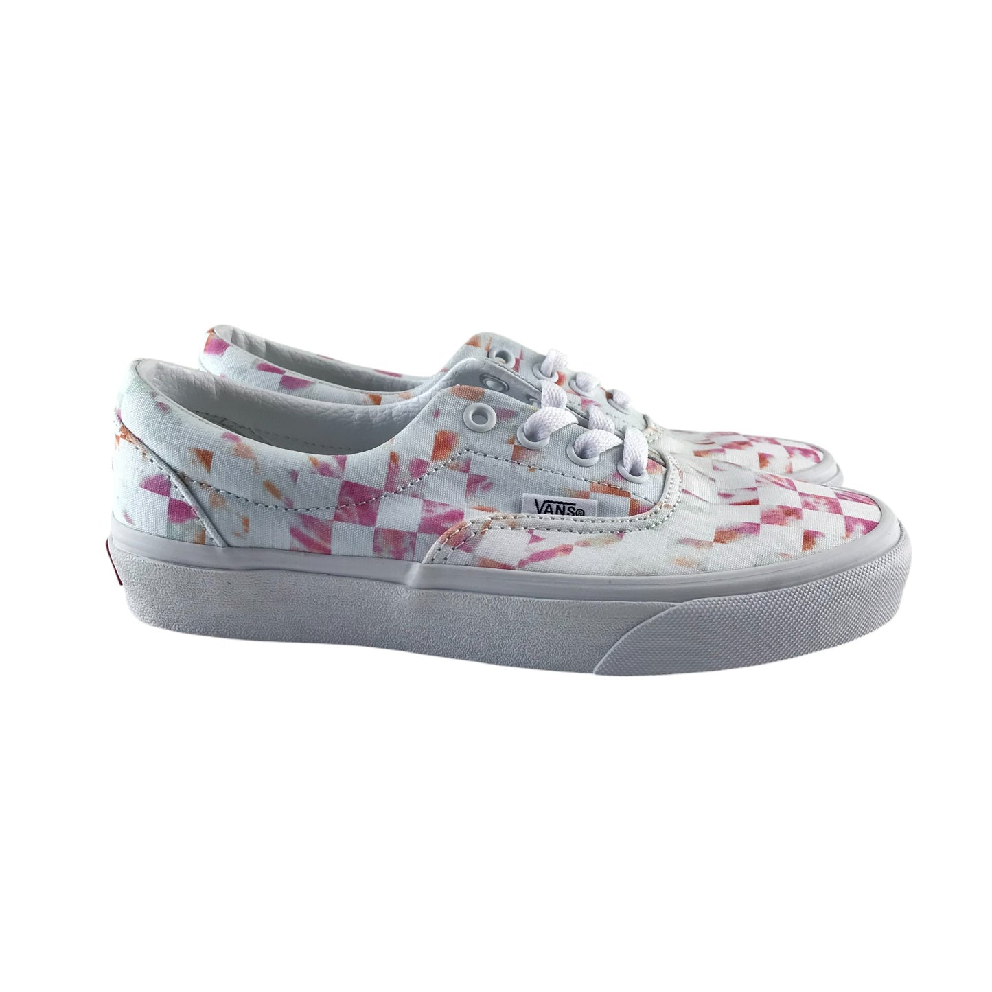 Vans trainers shoe size 3.5 white and pink gradient check pattern plimsolls