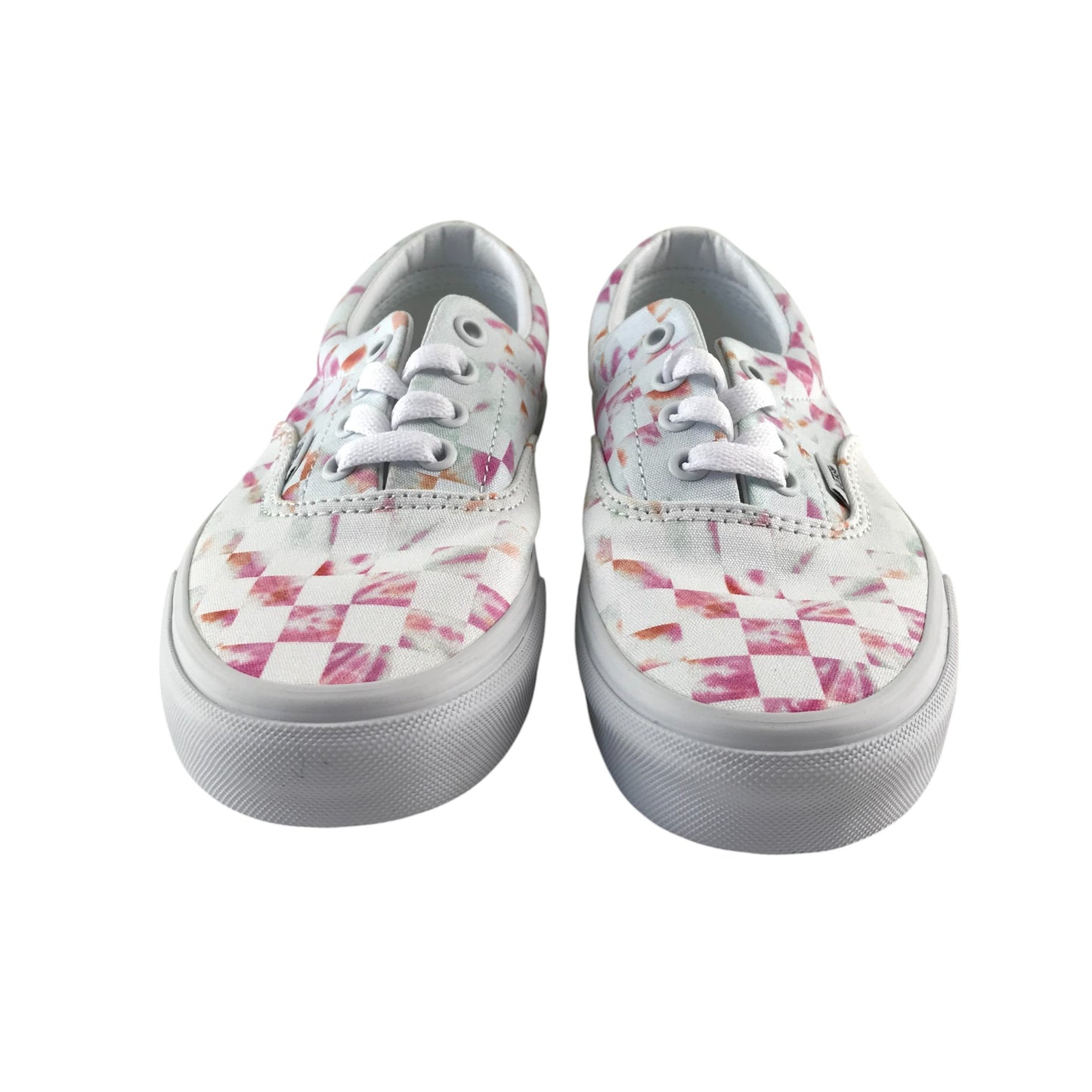 Vans trainers shoe size 3.5 white and pink gradient check pattern plimsolls