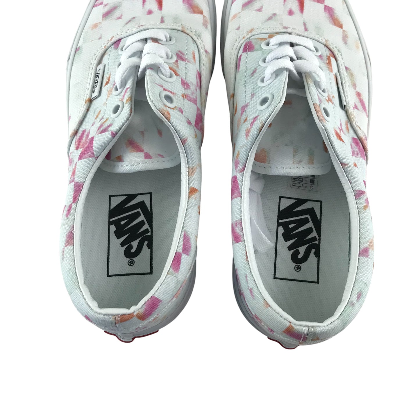 Vans trainers shoe size 3.5 white and pink gradient check pattern plimsolls