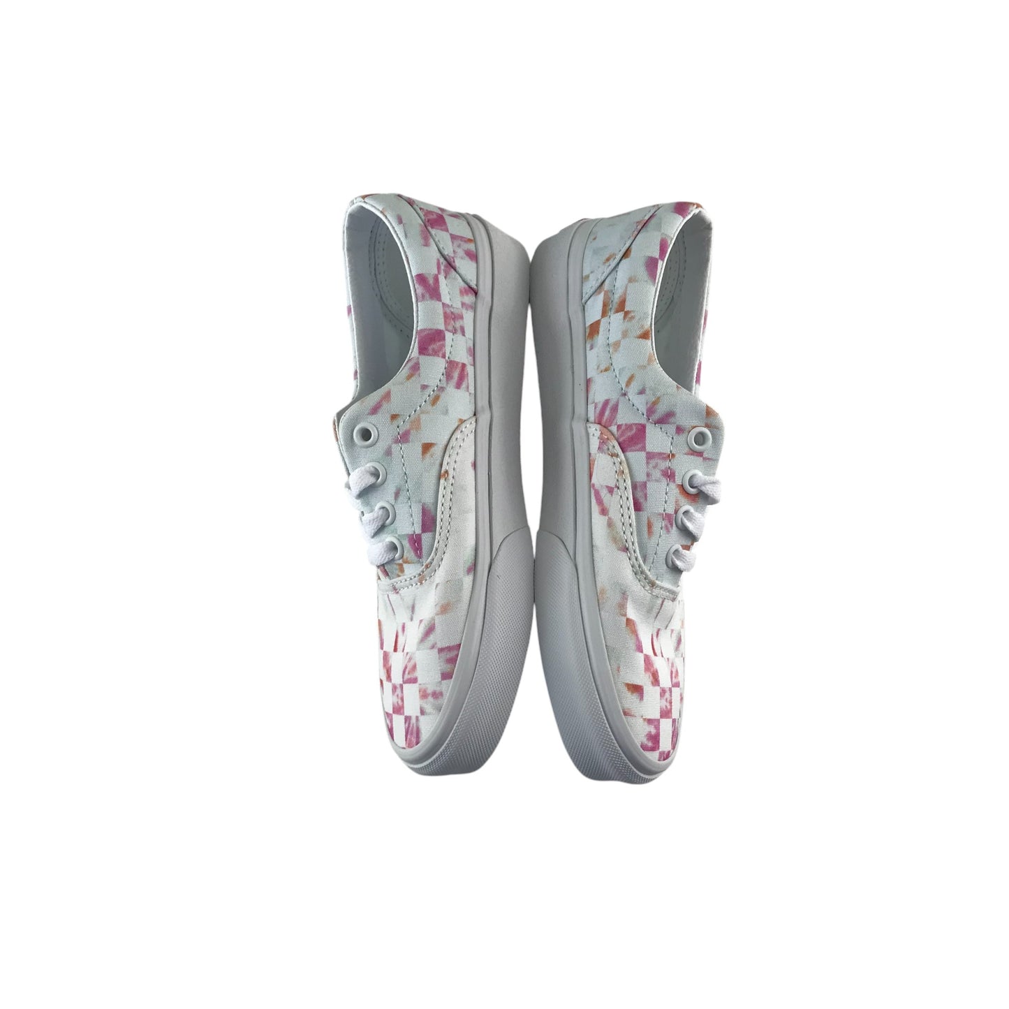 Vans trainers shoe size 3.5 white and pink gradient check pattern plimsolls