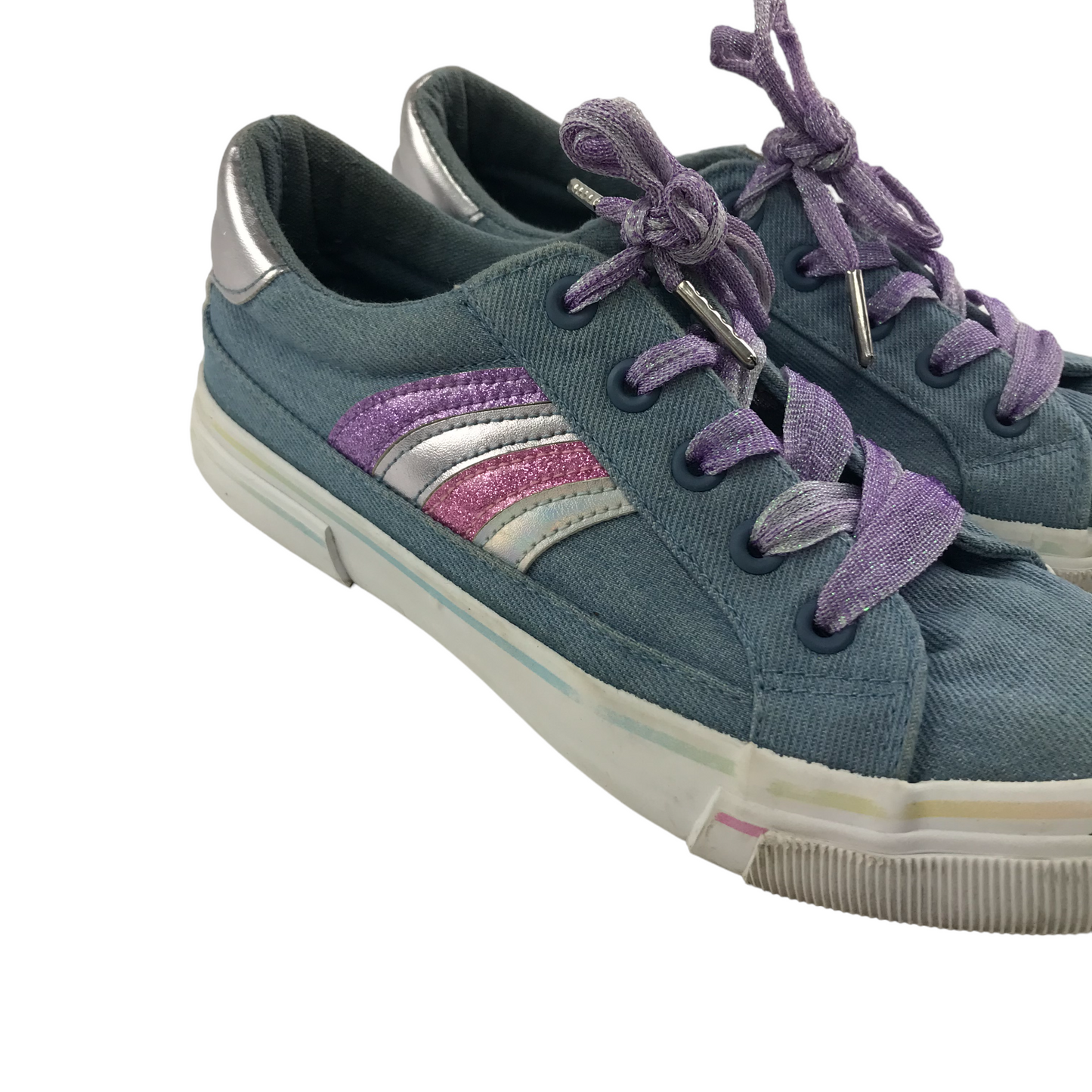 George Trainers Shoe Size 4 Blue Denim Style Canvas Shoes