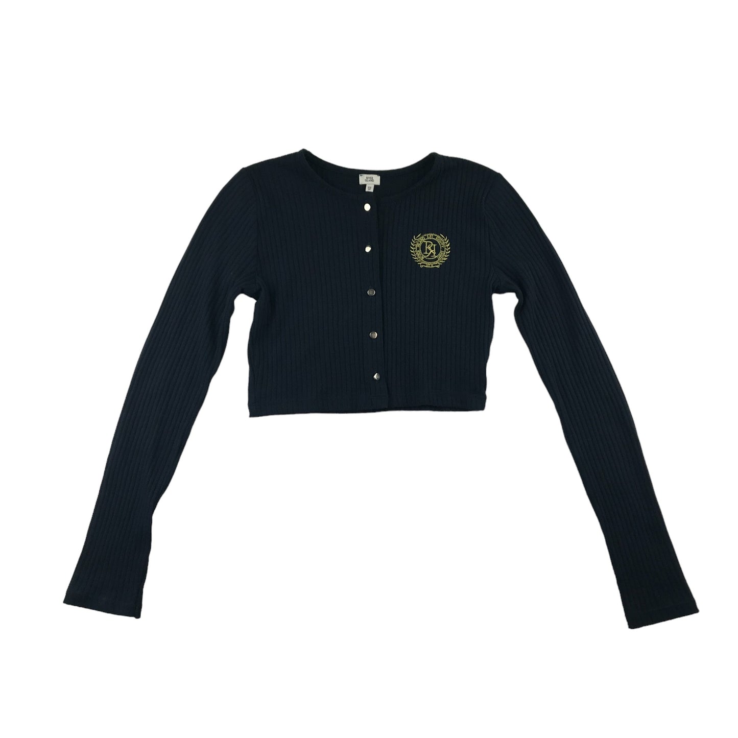 River Island Cardigan Age 11 Navy Cropped with Stripy texture