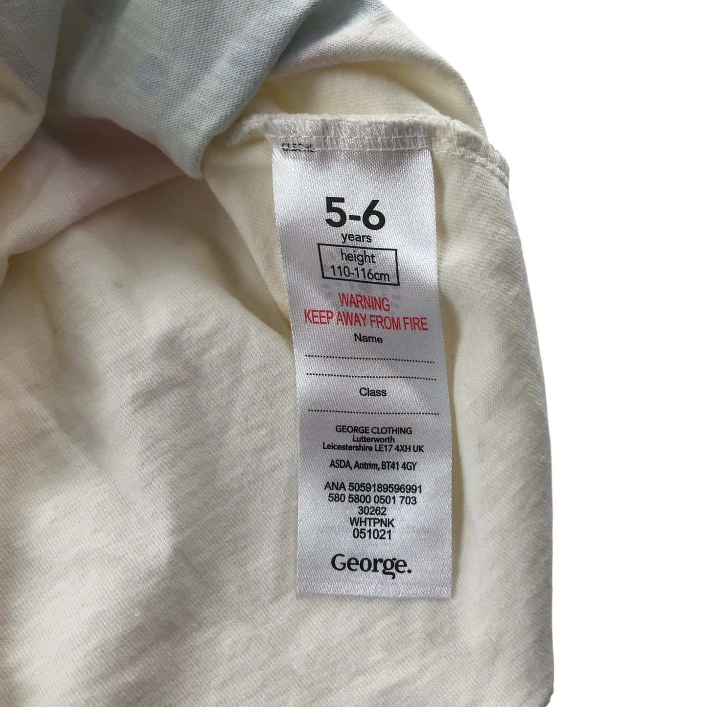 George t-shirt 5-6 years white cream Peppa Pig print cotton