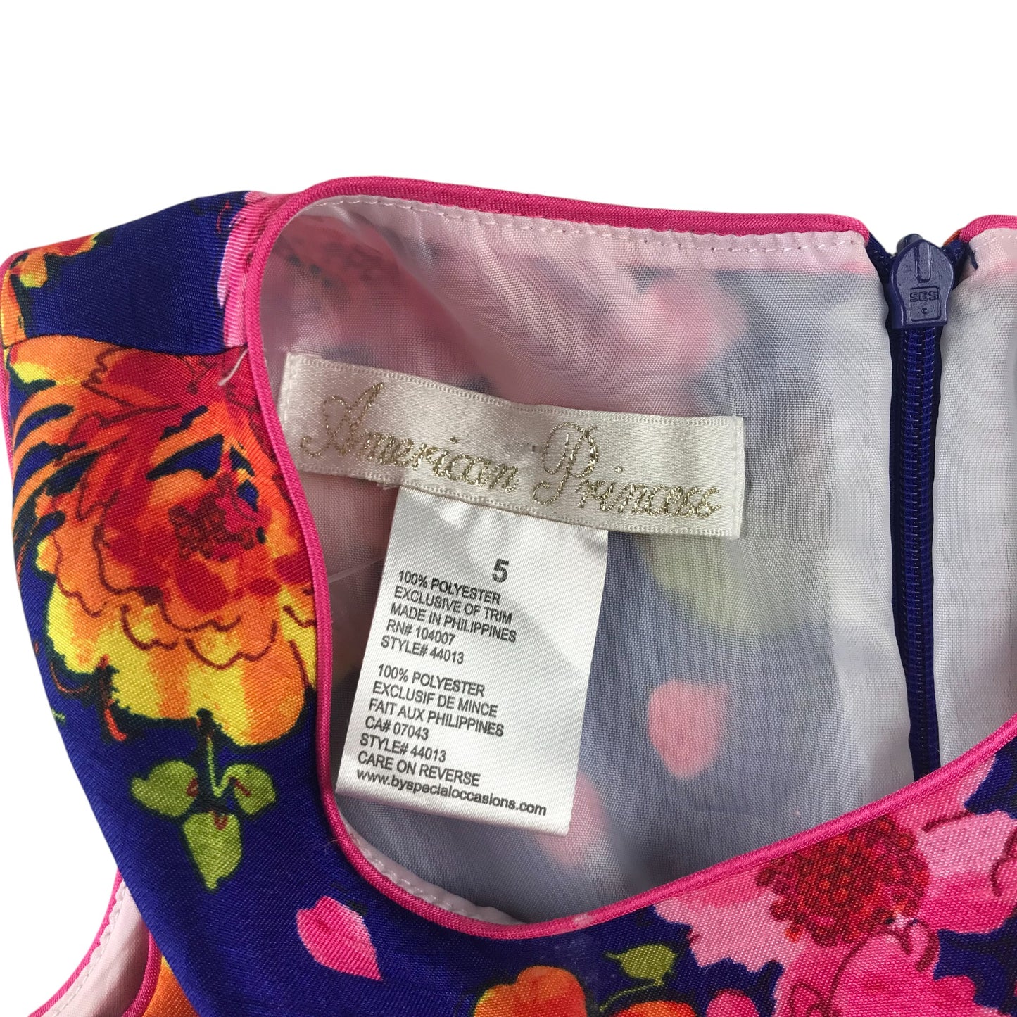 American Princess dress 4-5 years navy orange and pink floral flared