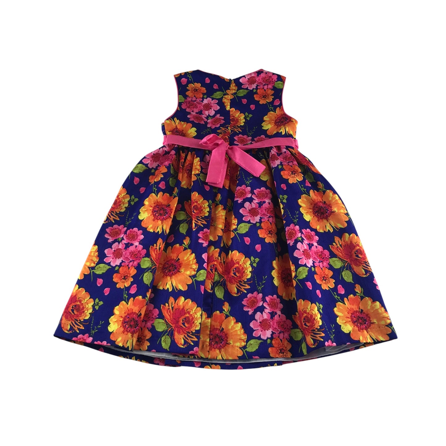American Princess dress 4-5 years navy orange and pink floral flared