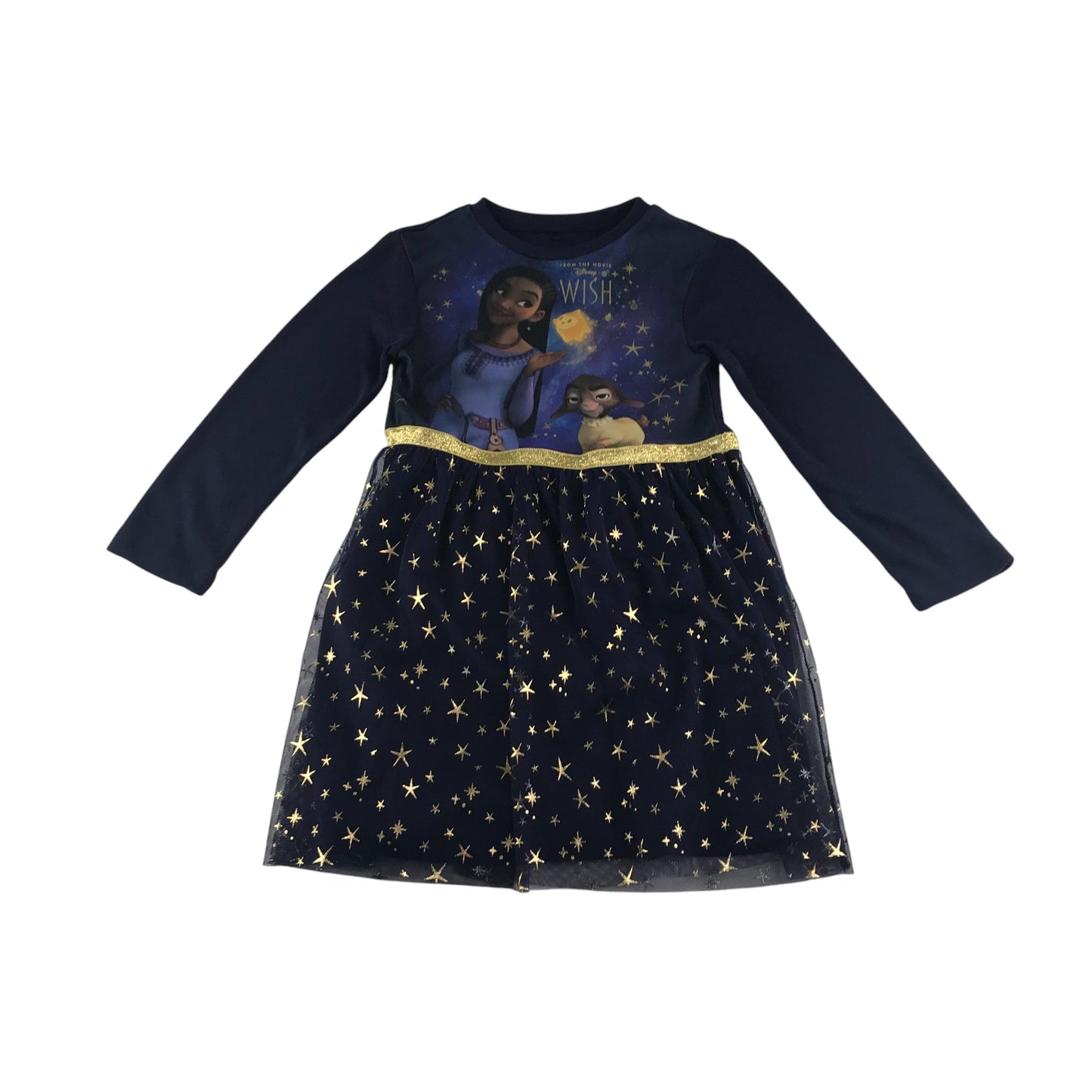 George dress 5-6 years navy Disney wish print design with star glittery tulle skirt