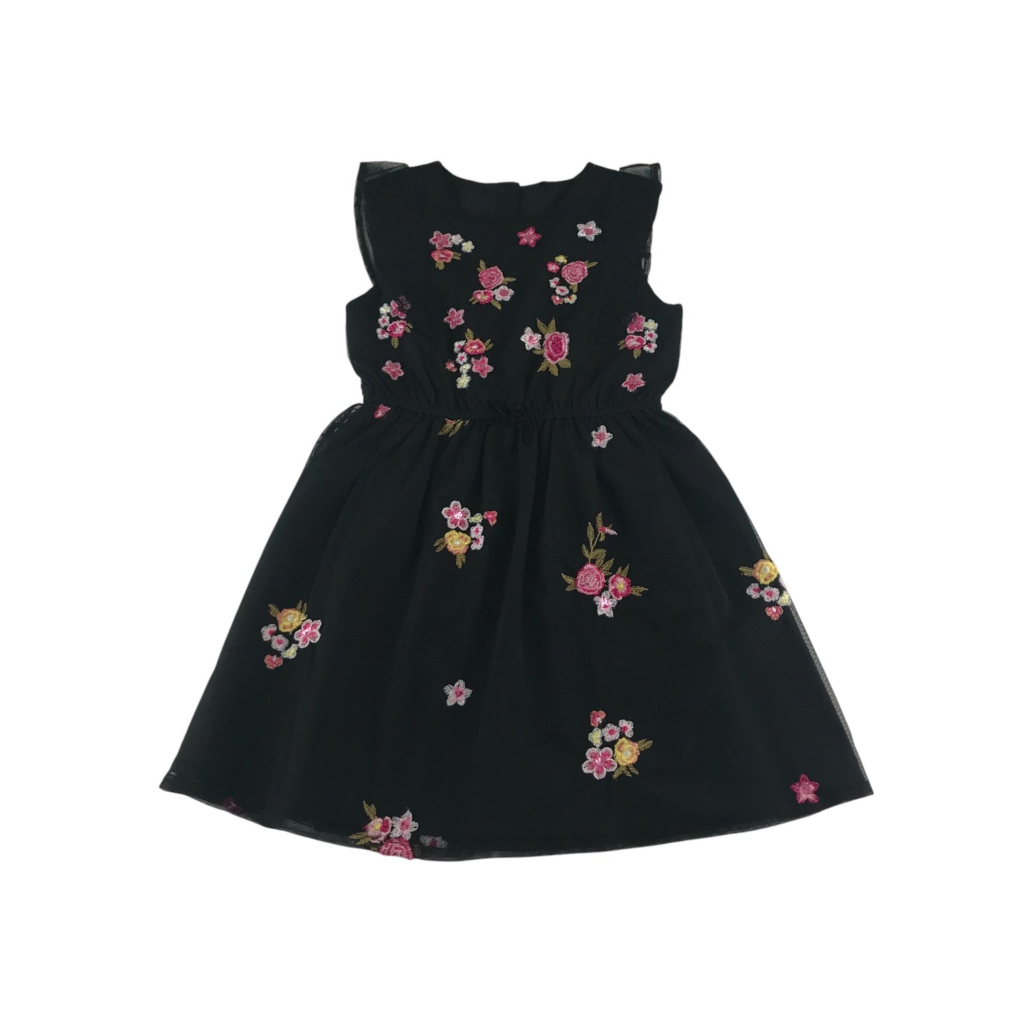 George dress 5-6 years black mesh layered floral embroidery