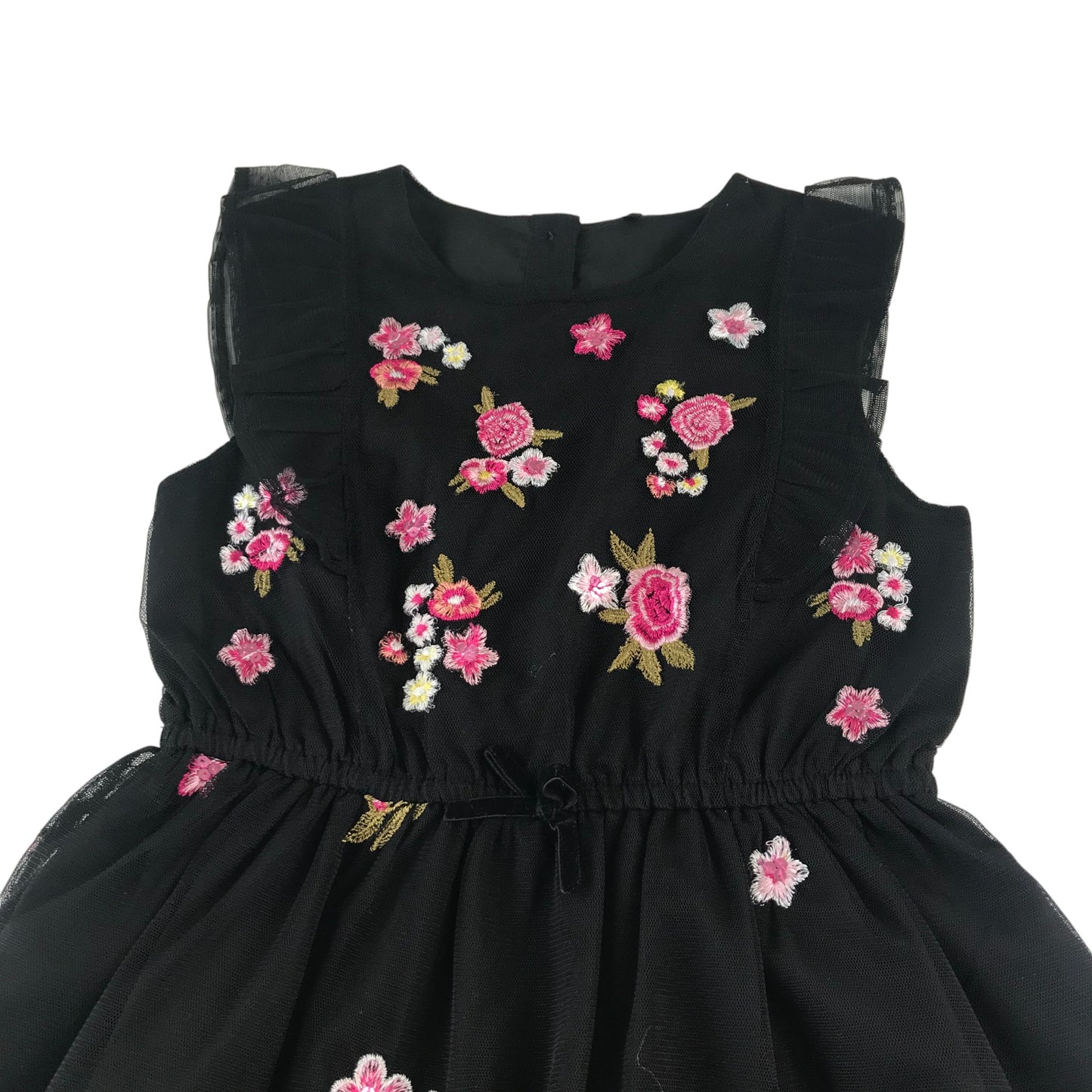 George dress 5-6 years black mesh layered floral embroidery