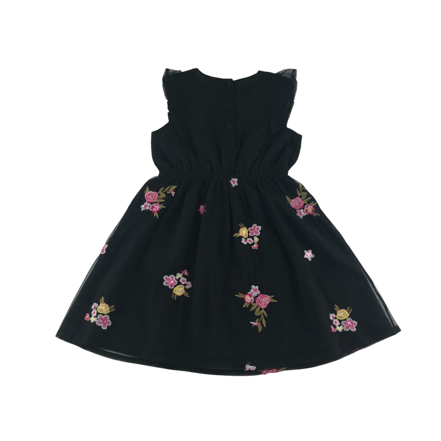 George dress 5-6 years black mesh layered floral embroidery