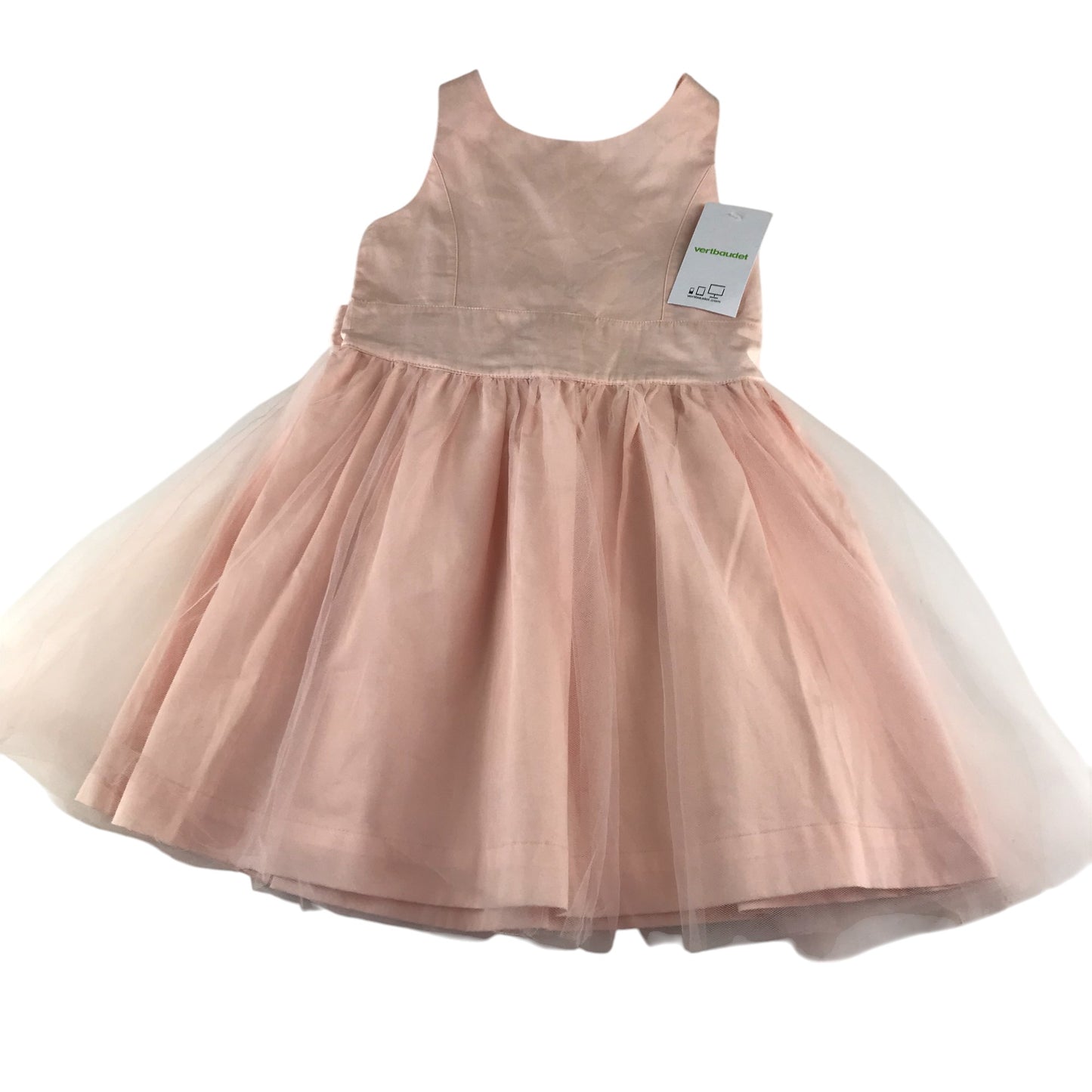 Vertbaudet dress 5-6 years peachy pink mesh layered