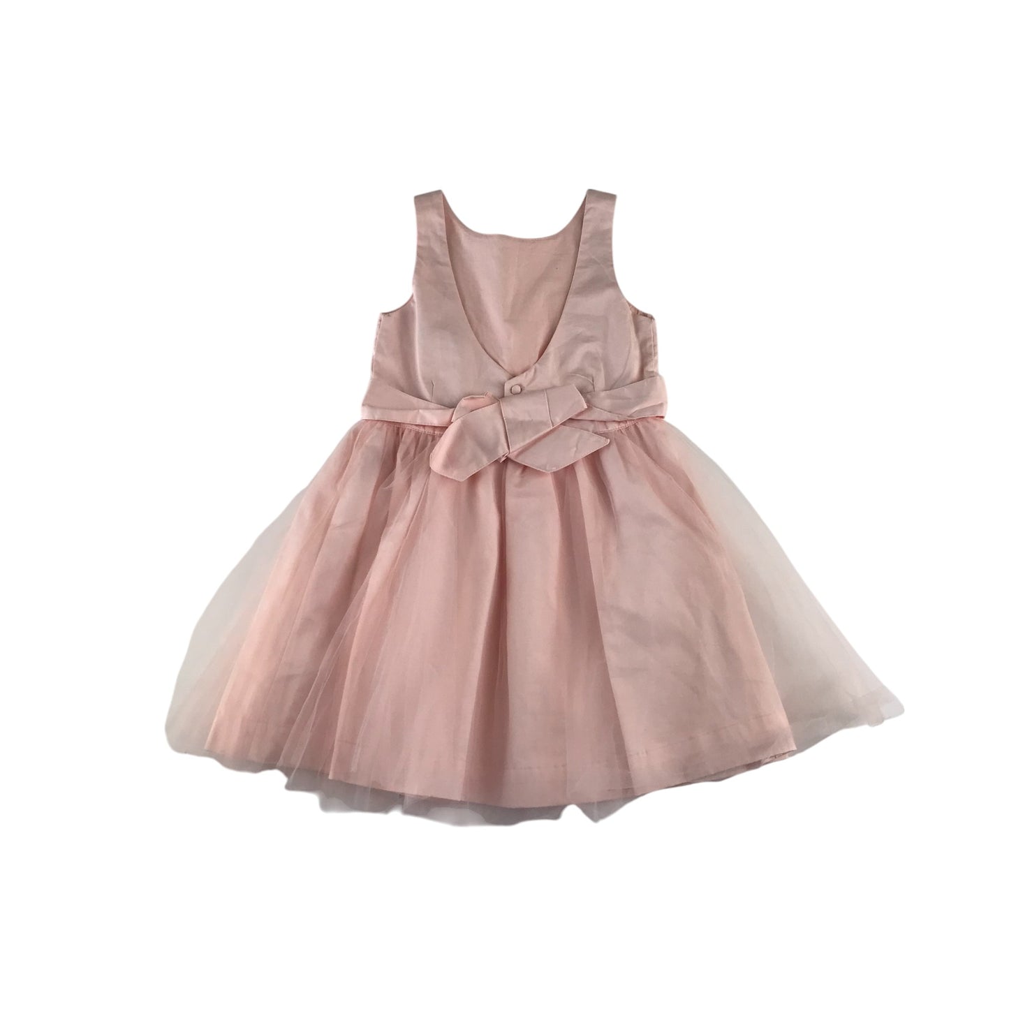 Vertbaudet dress 5-6 years peachy pink mesh layered