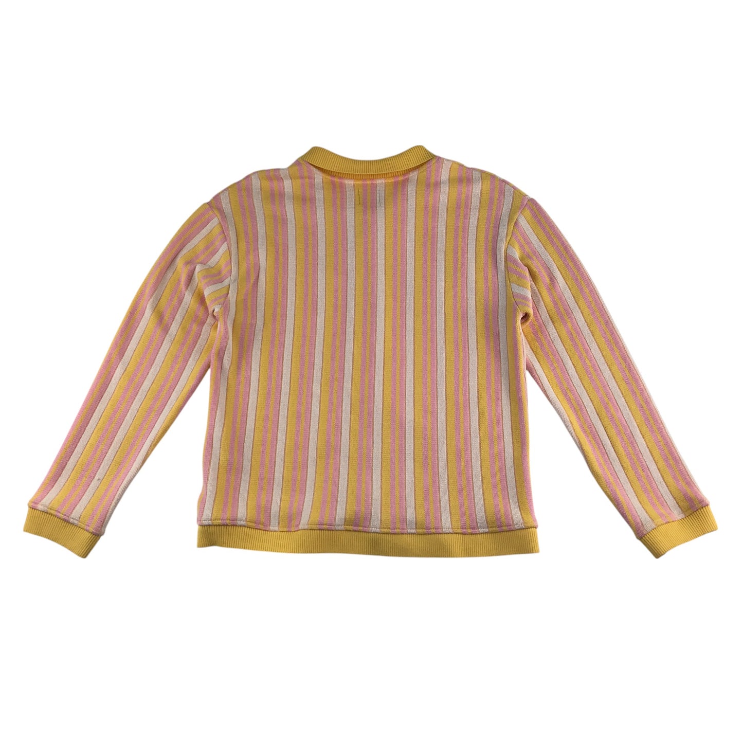 Zara cardigan women's size S pink and yellow stripy button up with collars