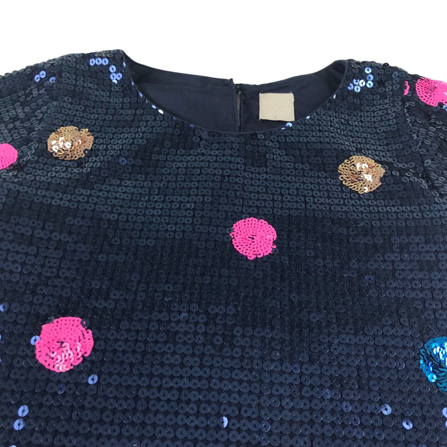 John Lewis dress 6-7 years navy blue A-line sequin polka dot
