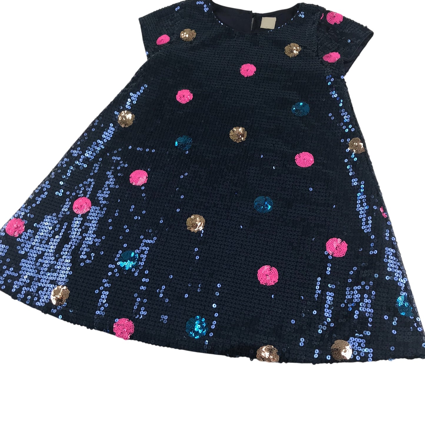 John Lewis dress 6-7 years navy blue A-line sequin polka dot
