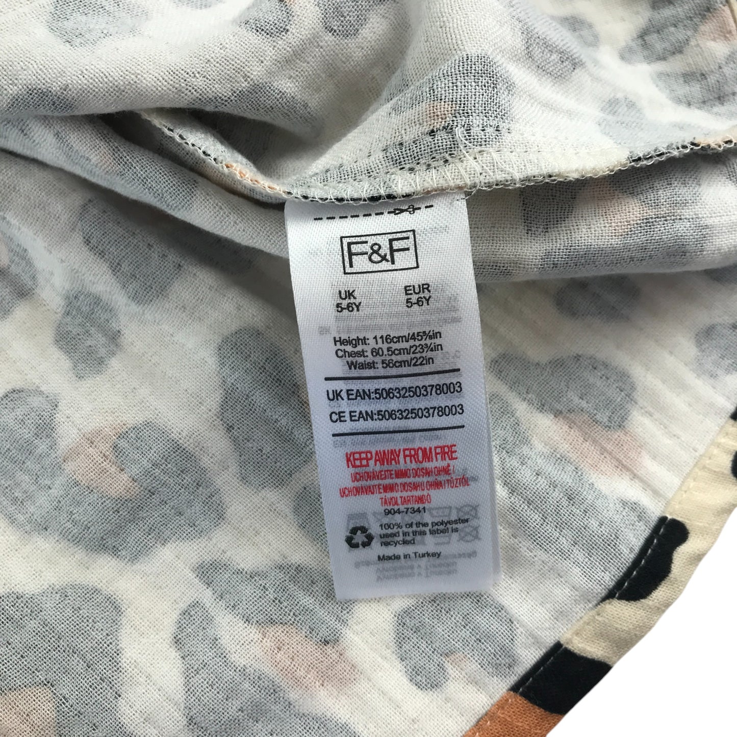 F&F dress 5-6 years cream colour leopard spot pattern