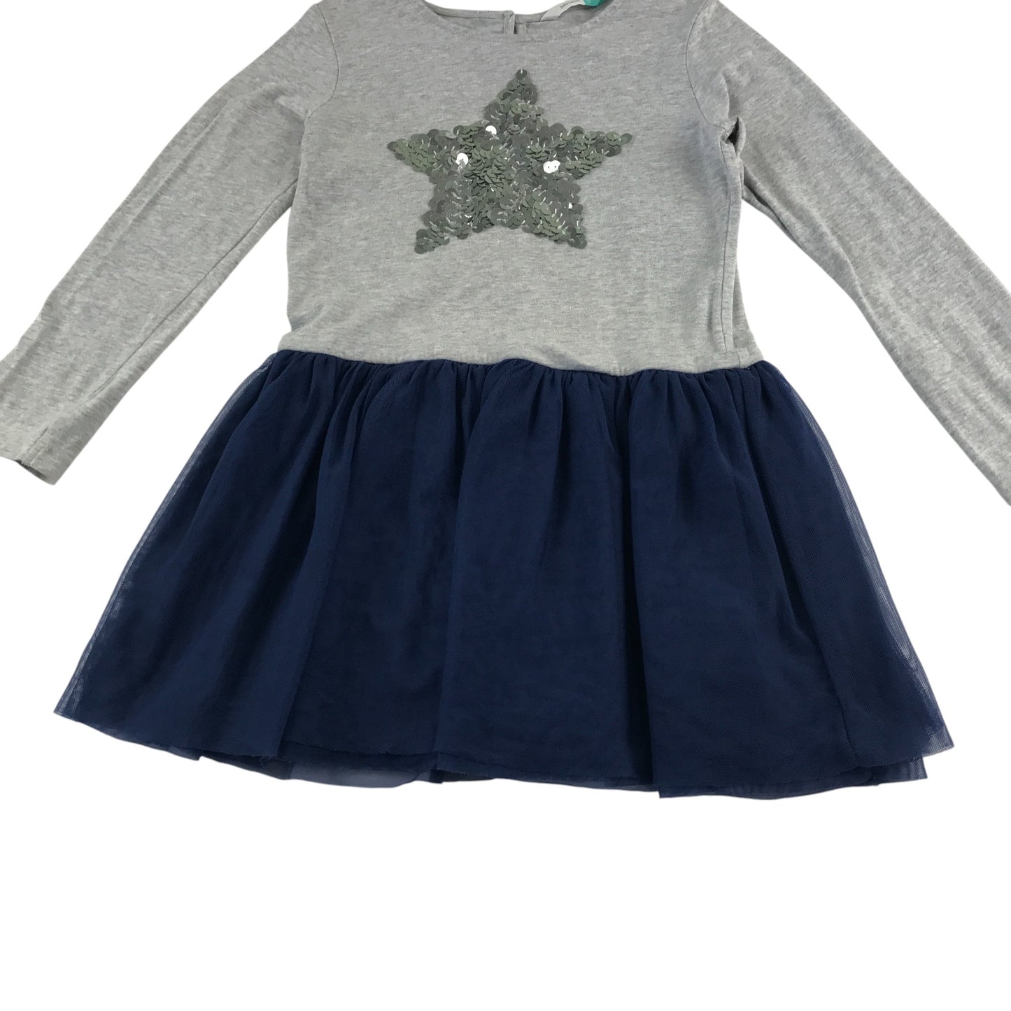 John Lewis dress 5-6 years grey and navy sequins star