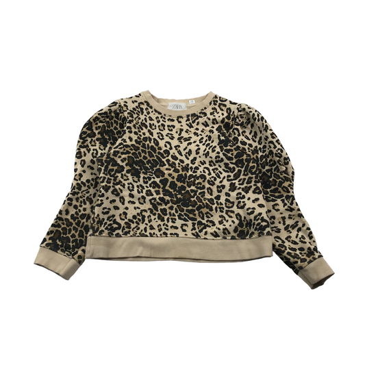 Zara Brown and Beige Leopard Print Sweatshirt Age 9