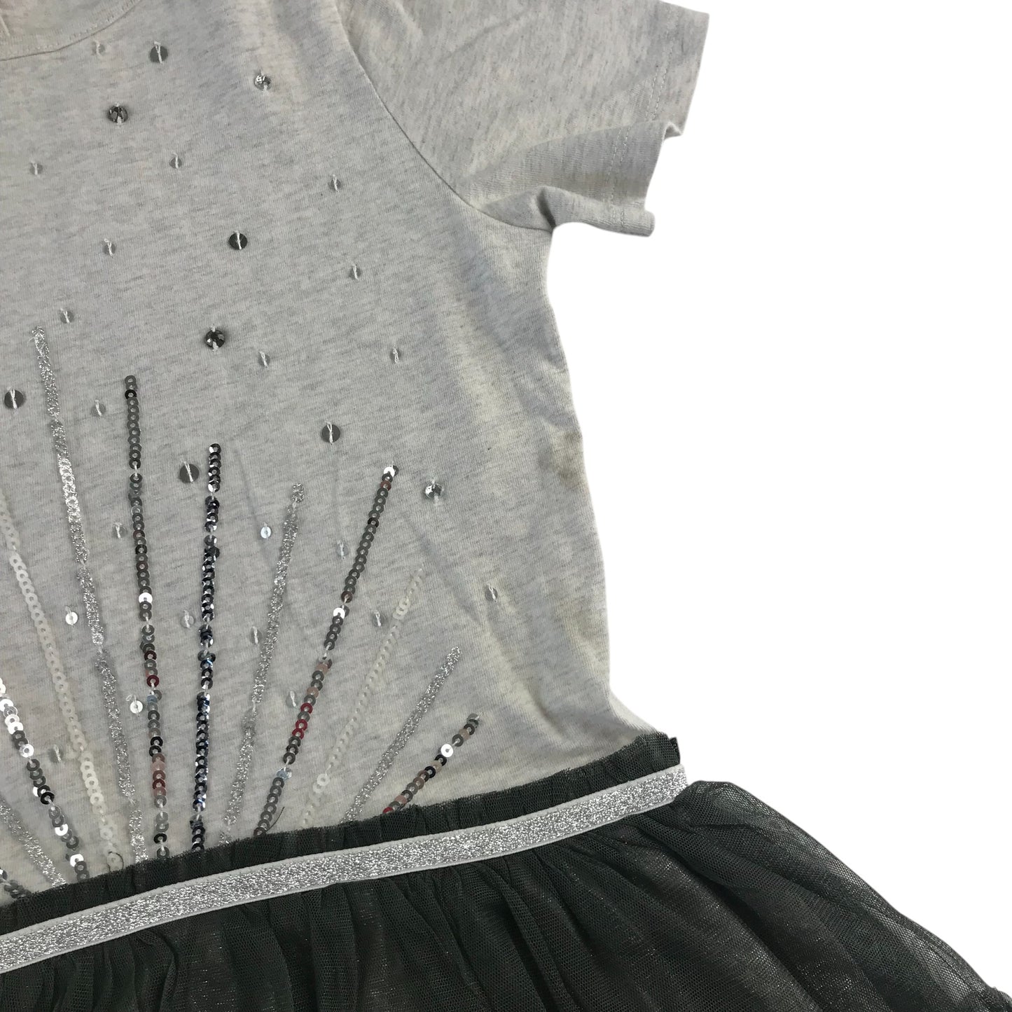 Monsoon dress 9-10 years grey sequin top detailing and tulle skirt sequin horse design