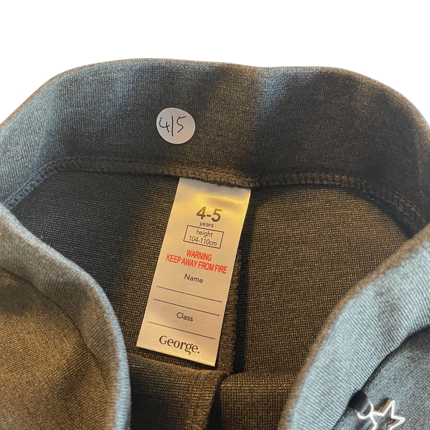George school trousers 4-5 years grey girls jersey straight leg with star trinket