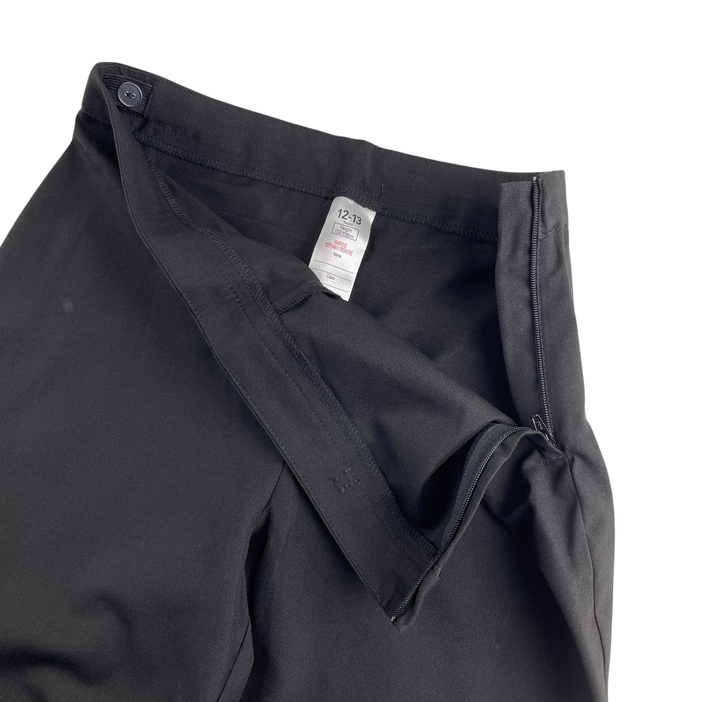 George girls school trousers 12-13 years black plain straight leg with bow tie detail
