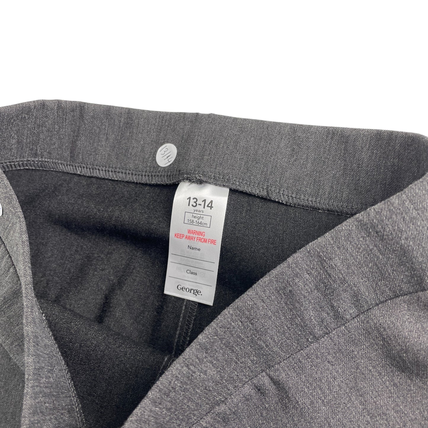 George girls school trousers 13-14 years grey plain sturdy jegging style with elasticated waistband
