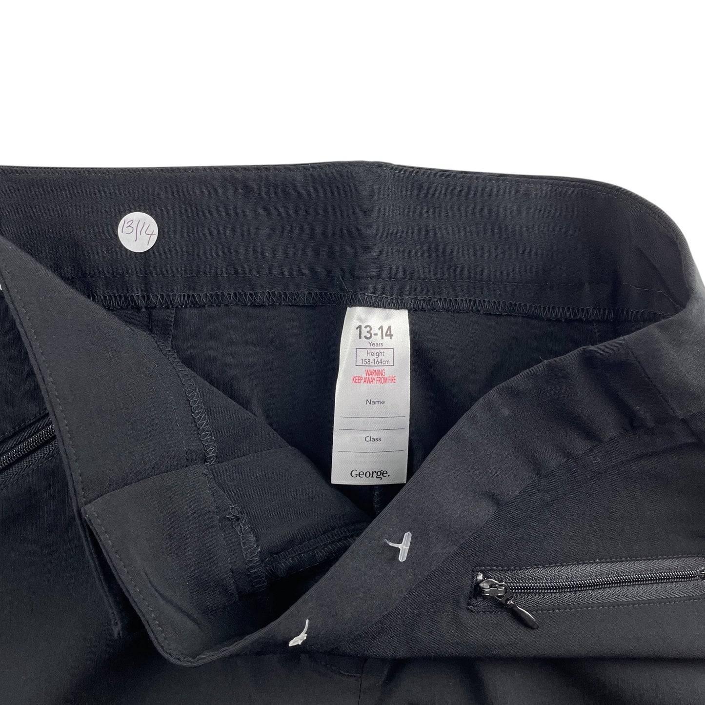 George girls school trouser 13-14 black stretchy slim legs stretchy